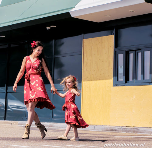 Moeder dochter jurken - matching dresses mummy and me - Just like mommy'z - twinning set - mini me outfits - Flame dress