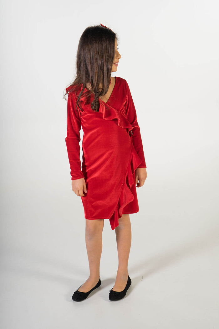 Valentina red velvet party dress ME - Moeder dochter matching kleding en accessoires - twinning jurken - feestjurken - Mother daughter matching dresses | Just Like Mommy'z | Christmas Holiday Collection - Kerst Collectie - mummy and mini me