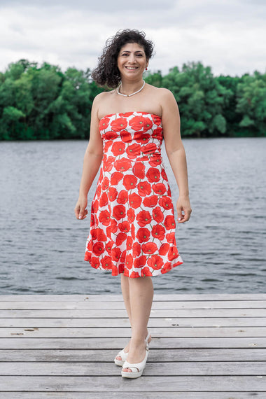 Moeder dochter jurk - matching kleding - twinning jurk - zomer feestjurken - mother daughter dresses by Just Like Mommy'z - red poppy - strapless twinning dress